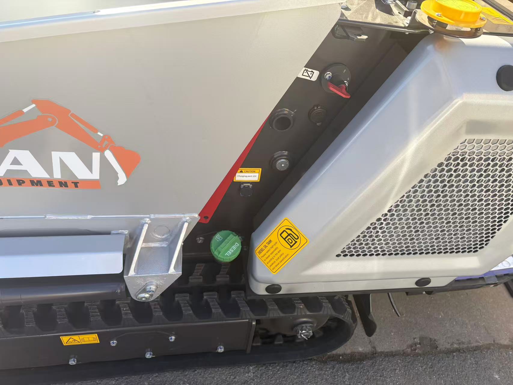 Titan XN800 mini dumper side controls and track detail